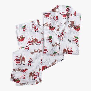 Pottery Barn Kids Adult Heritage Santa Flannel Pajama Set NWT Size XL